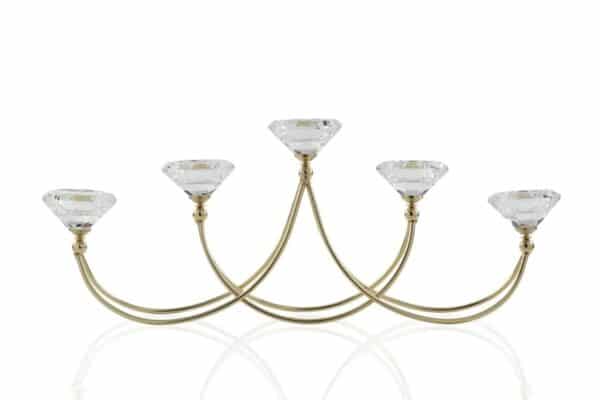 Alix Metal Wire Stand with 5 Candle Holders- Gold