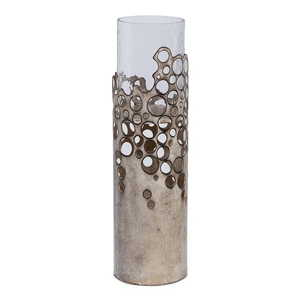 Coral Drum Pillar Candle Holder, Rustic Champagne