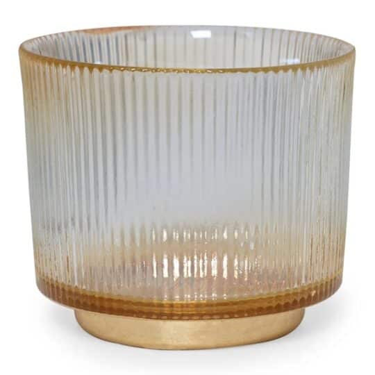 Tia Candle Holder, Amber & Gold